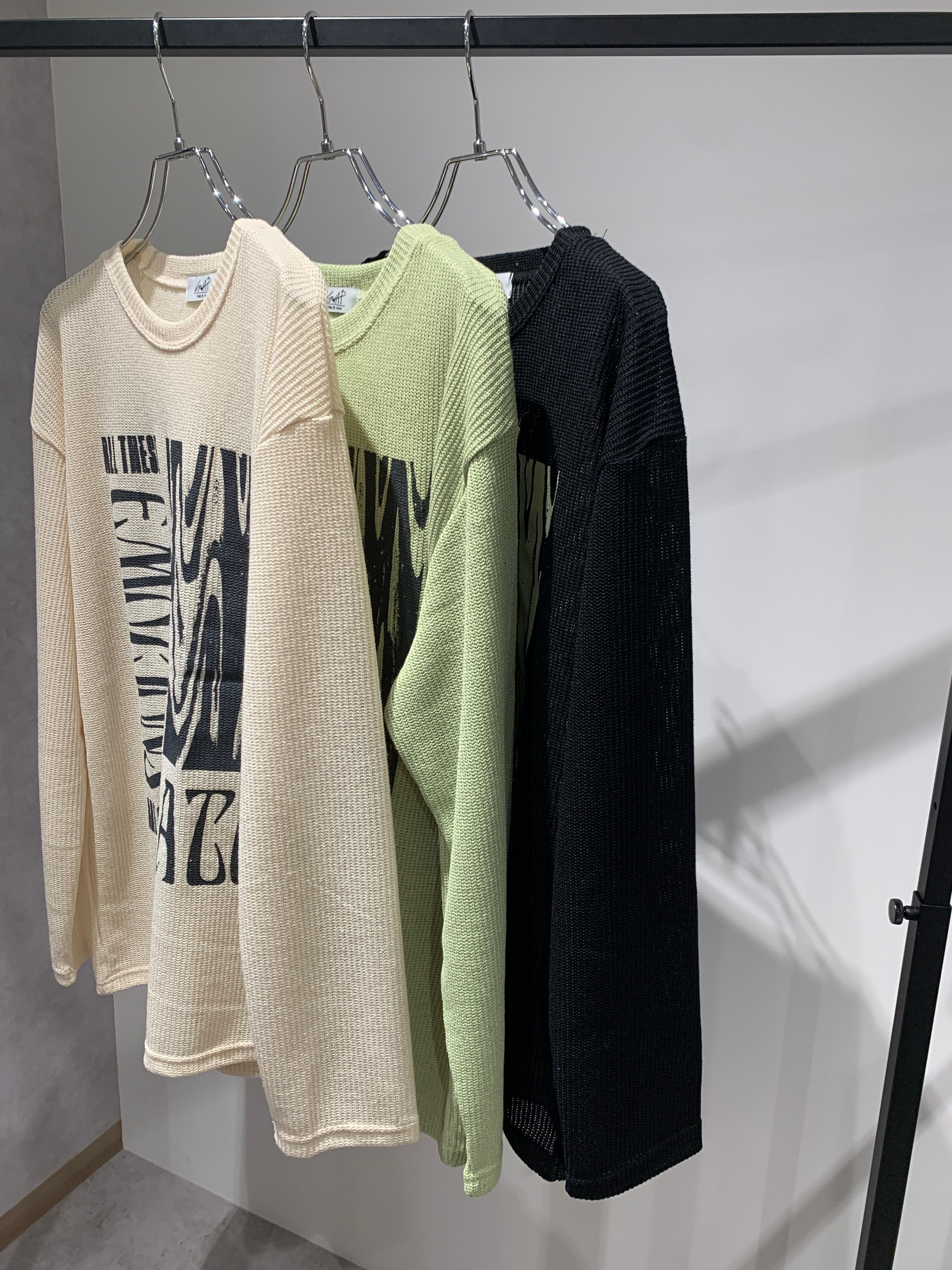 print sheer knit tops