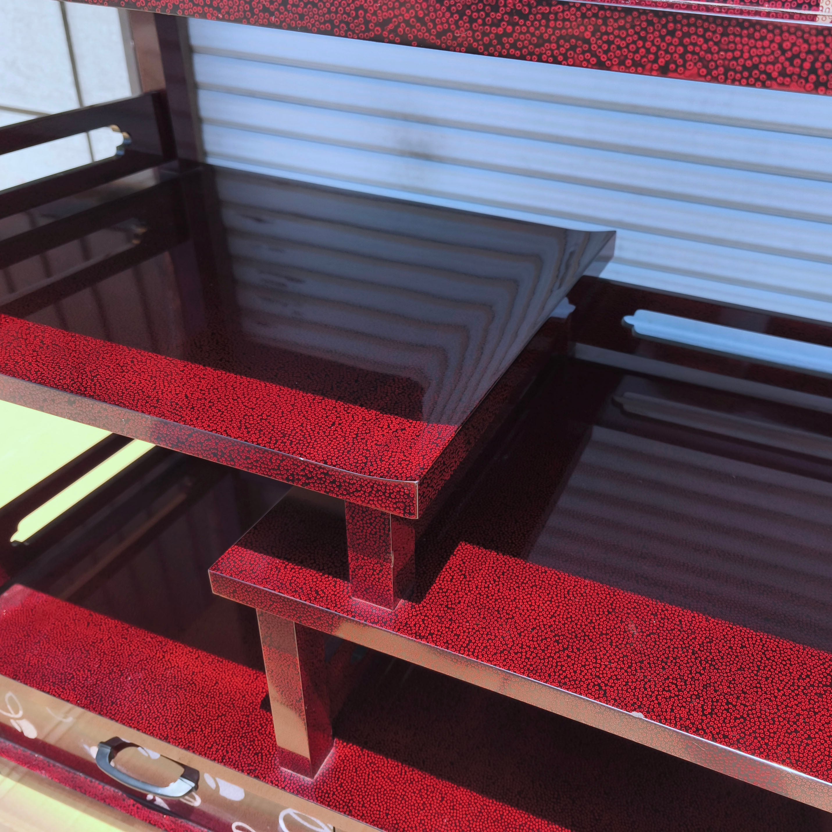 津軽塗（七々子塗）バカ塗り・飾り棚・伝統工芸・No.230801-86・梱包