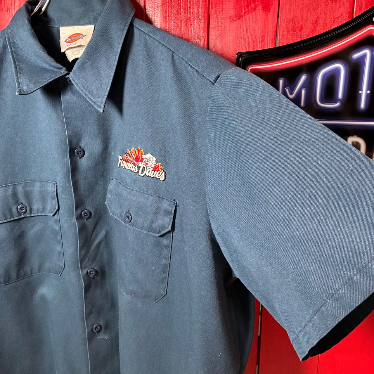 90s〜　USA製 Dickies アメリカのBBQレストランのスタッフが着てたワークシャツ　