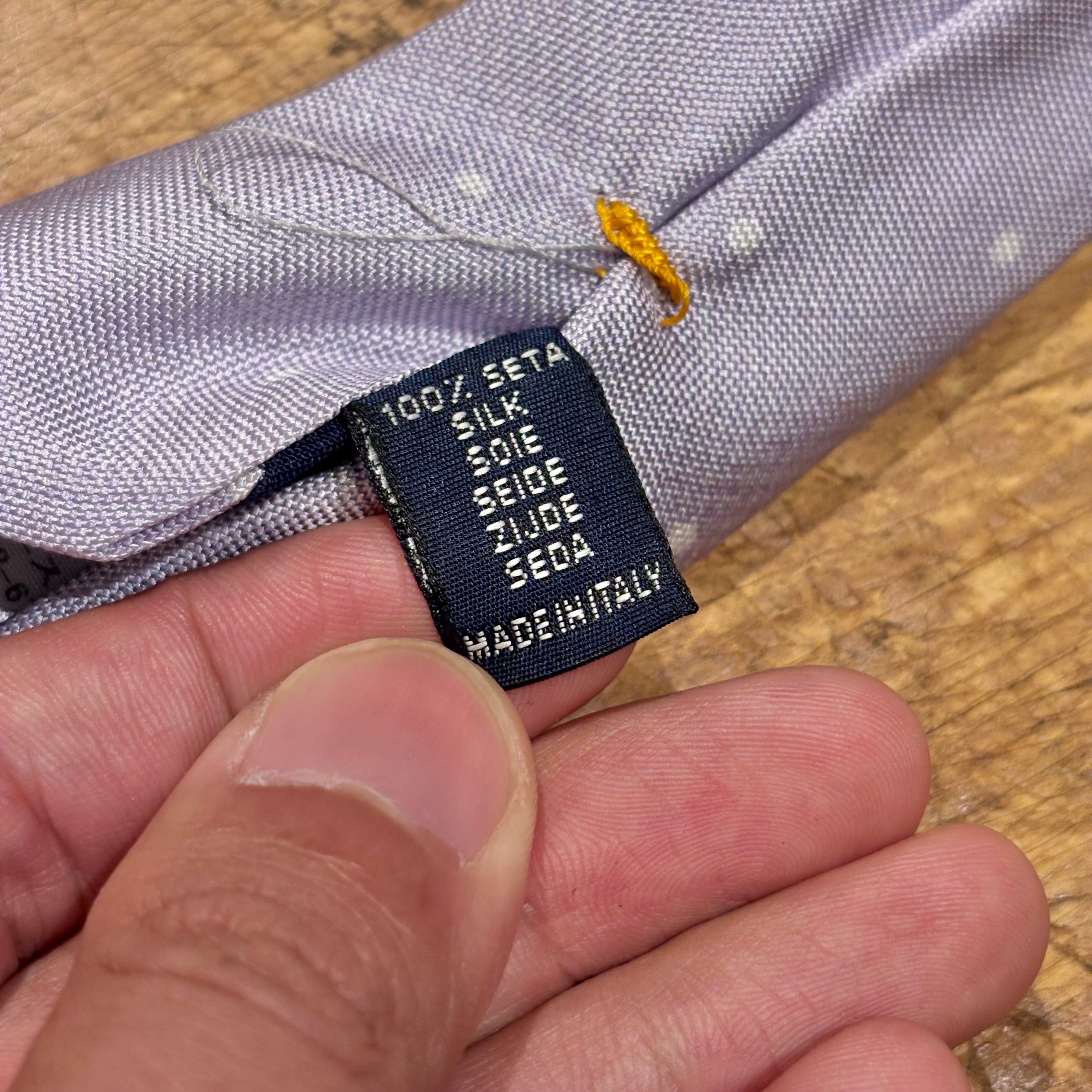 Gierre 未使用品 シルク100% ネクタイ ラベンダードット×チェック