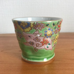 九谷焼 美山窯 花きらり 子豚フリーカップ