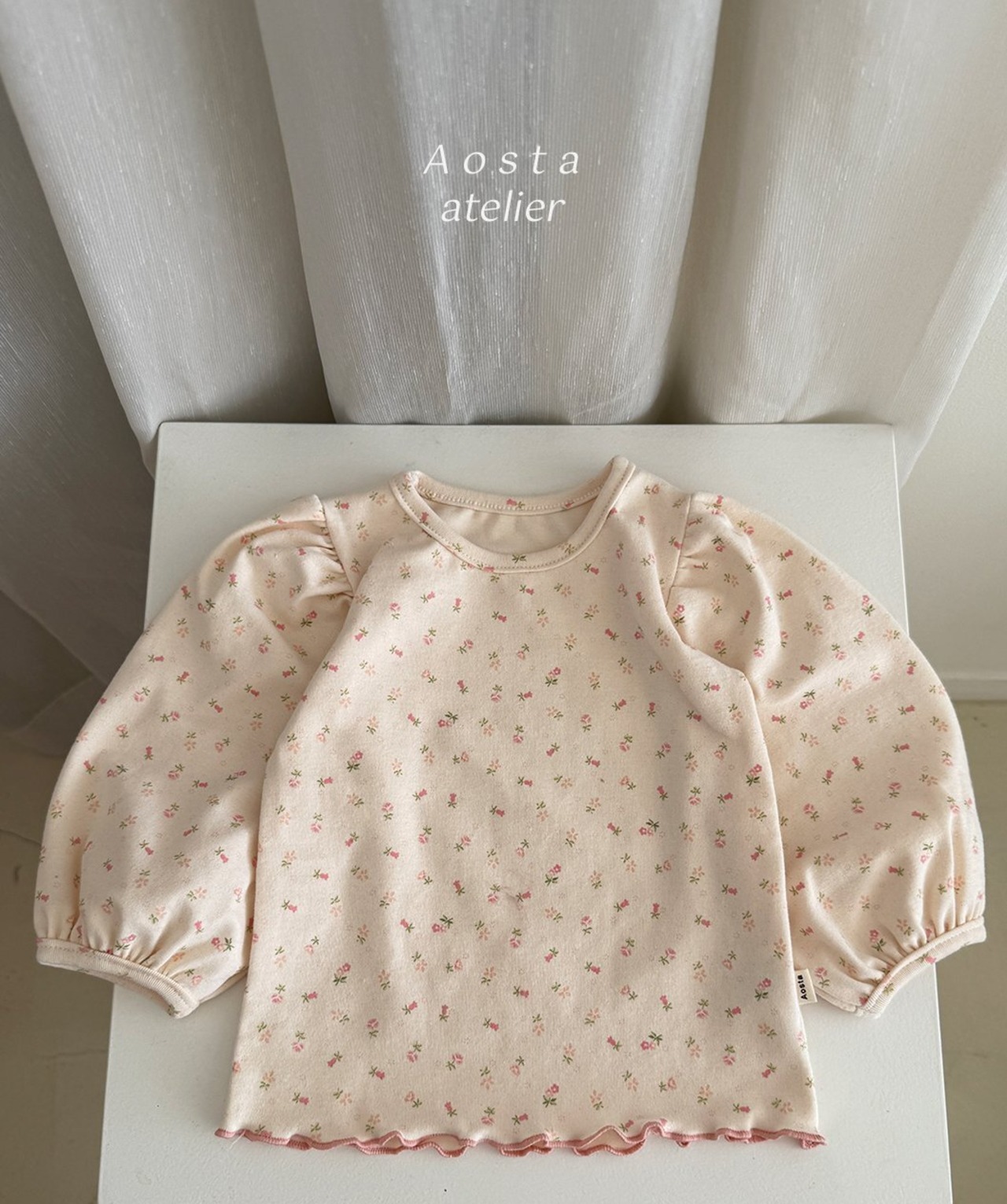 【Aosta】ル・パフTシャツ フラワー 70~110cm - 2