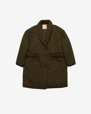 Cord Belt Padding Chester Coat Wool Stripe -khaki <LSD-AH3C1>