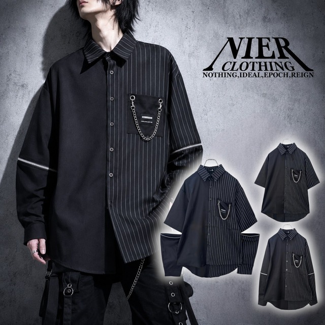 《夏休み限定66％OFF SPECIAL SALE》ZIP SLEEVE SWITCH SHIRT【MODE BLACK】