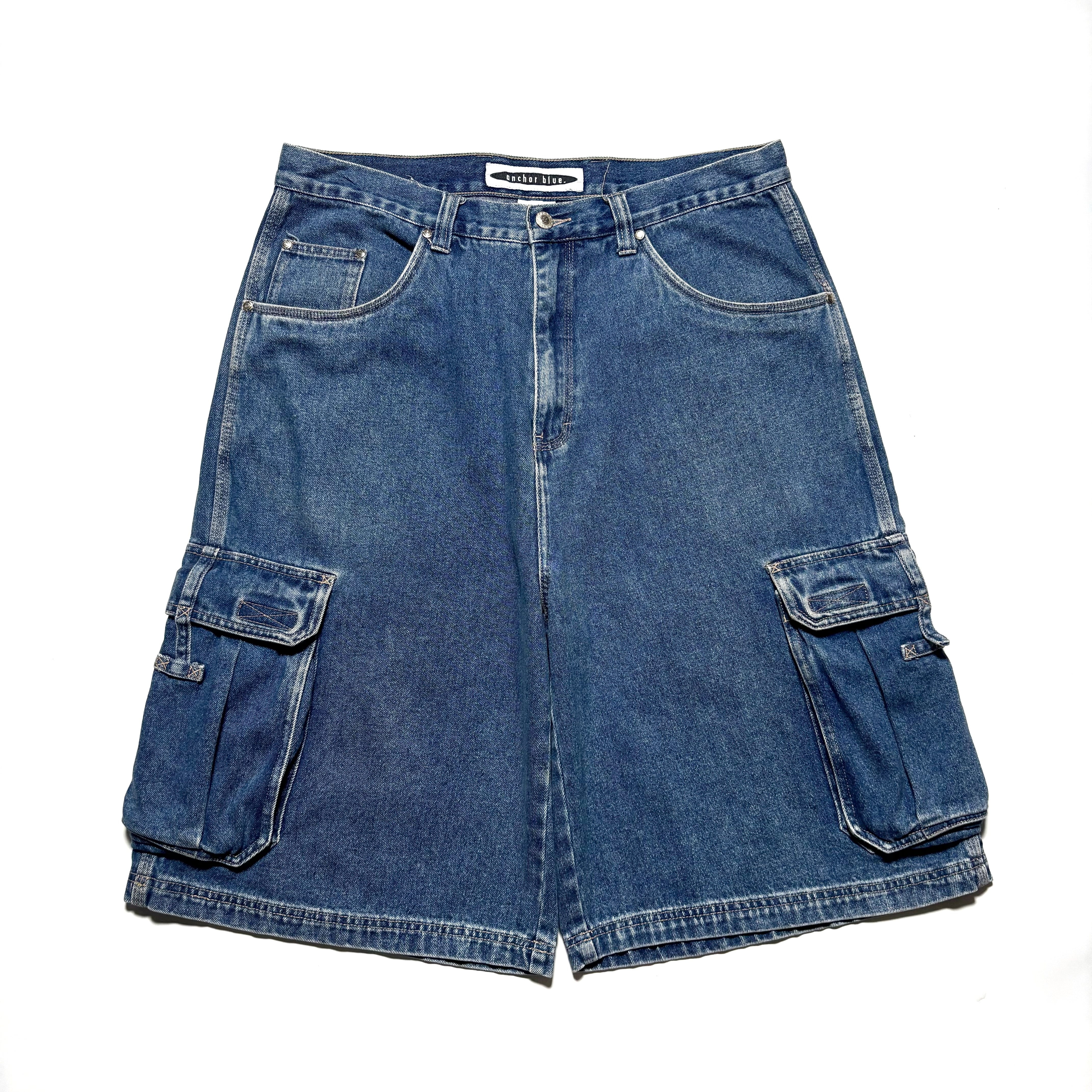 90~00s Anchor Blue Denim Cargoshorts | GREENY