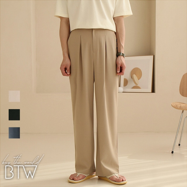 【韓国メンズファッション】ストレートシルエットタックパンツ ゆったり シンプル カジュアル BW2173