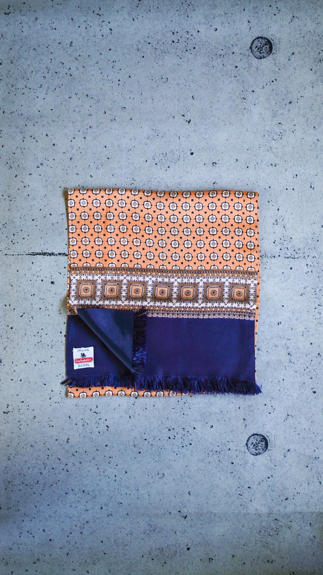 【1960s】SEIDENFALTER 幾何学柄 スカーフ 《フリンジ ヴィンテージ》