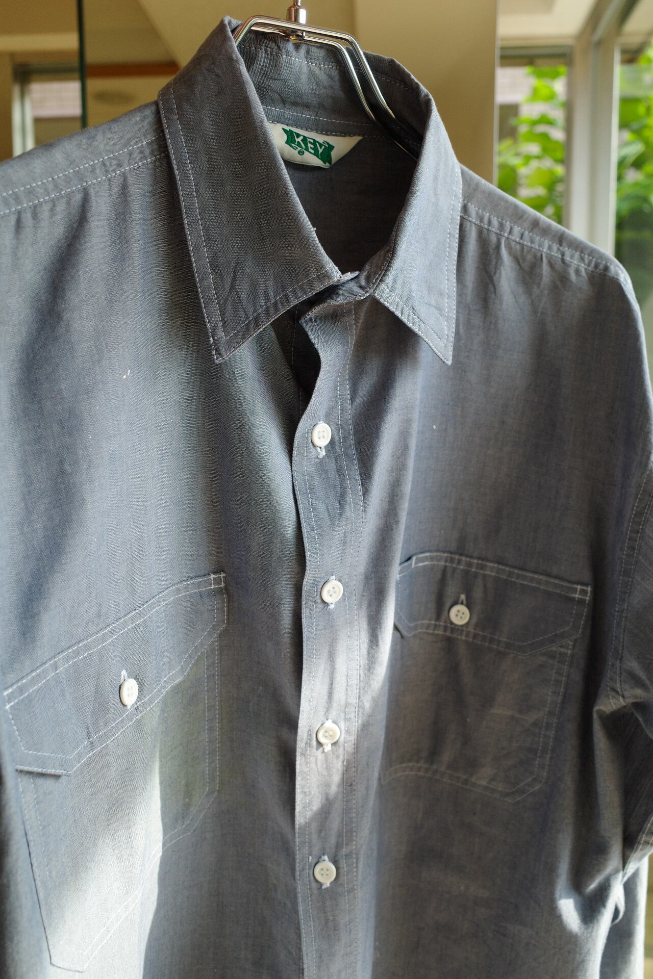 逸品】80s KEY vintage chambray shirt mint condition 