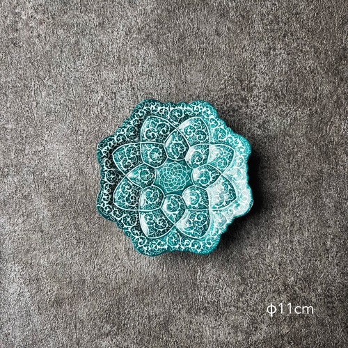 ペルシャの飾り皿（ミーナーカーリー）11ｃｍ　アクセサリートレイ【MINA KARI 010-051】