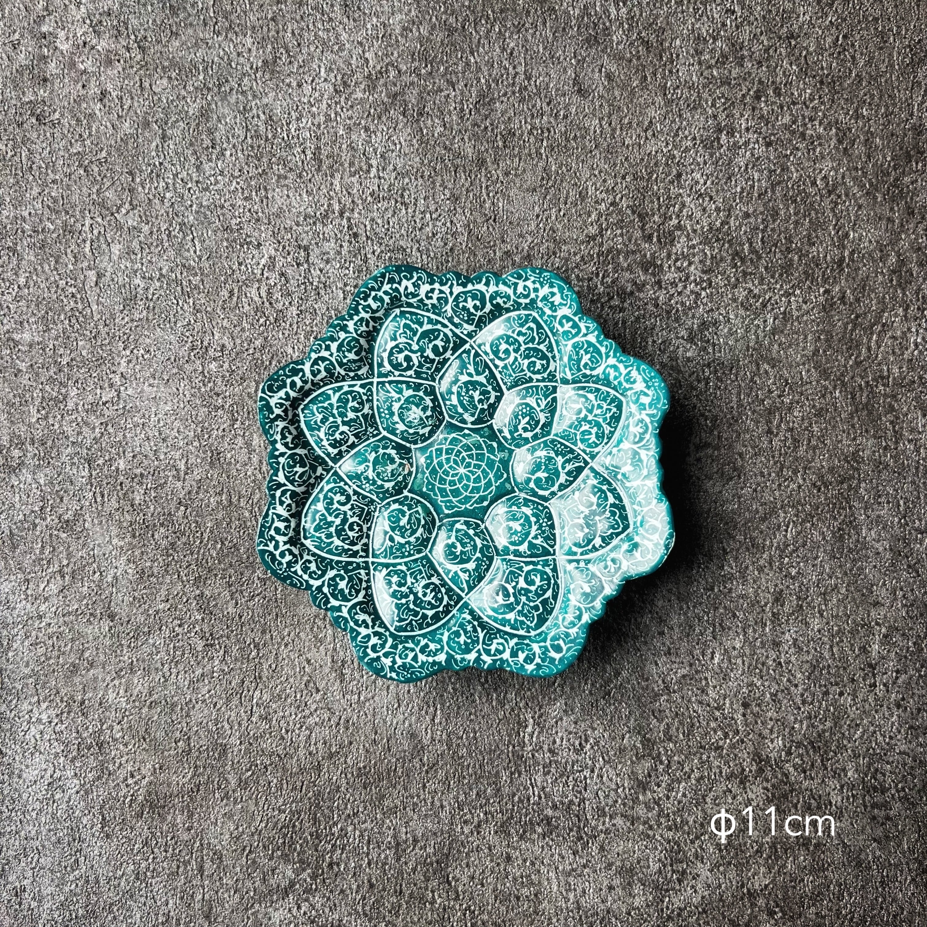 ペルシャの飾り皿(ミーナーカーリー)11cm アクセサリートレイ【MINA KARI 010-051】