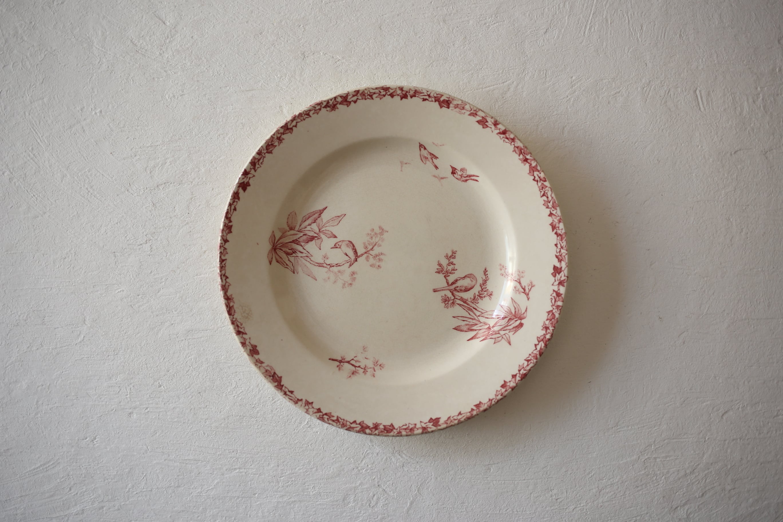 フランス アンティーク Choisy le Roi ショワジールロワ 「小鳥のガーランド」平皿 N-03124