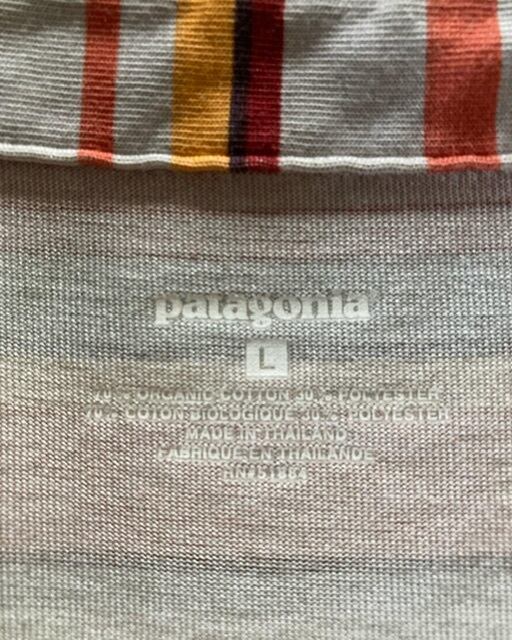 L：00s patagonia パタゴニア リズム ボーダー柄 スキッパーシャツ