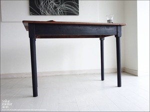 チーク総無垢材 ヴィンテージデスクK テーブル アンティーク 机 シャビー リメイク家具 表面再仕上げ レトロ 銘木 送料無料 W110x D52cm