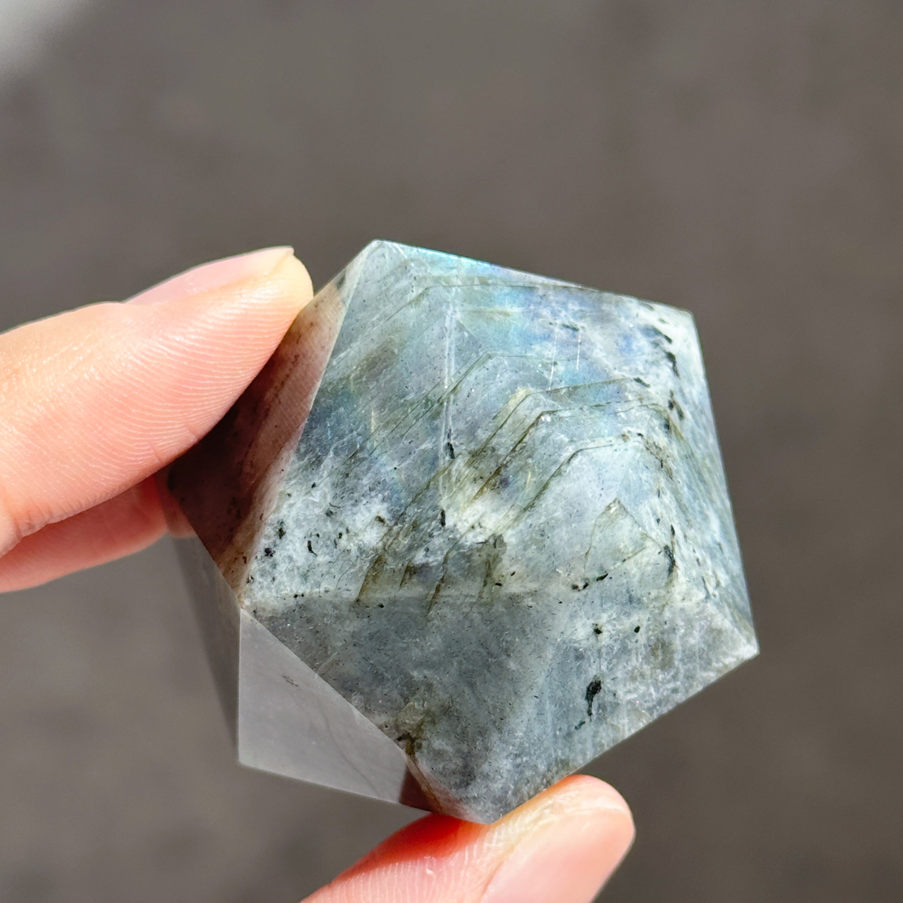 ラブラドライト 多角形 原石 約15cm ラブラドライト 正二十面体 13◇ Labradorite ◇天然石・鉱物
