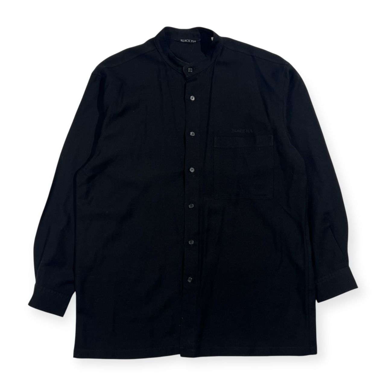 BLACK PIA ブラックピア バンドカラー 長袖シャツ L/ブラック メンズ