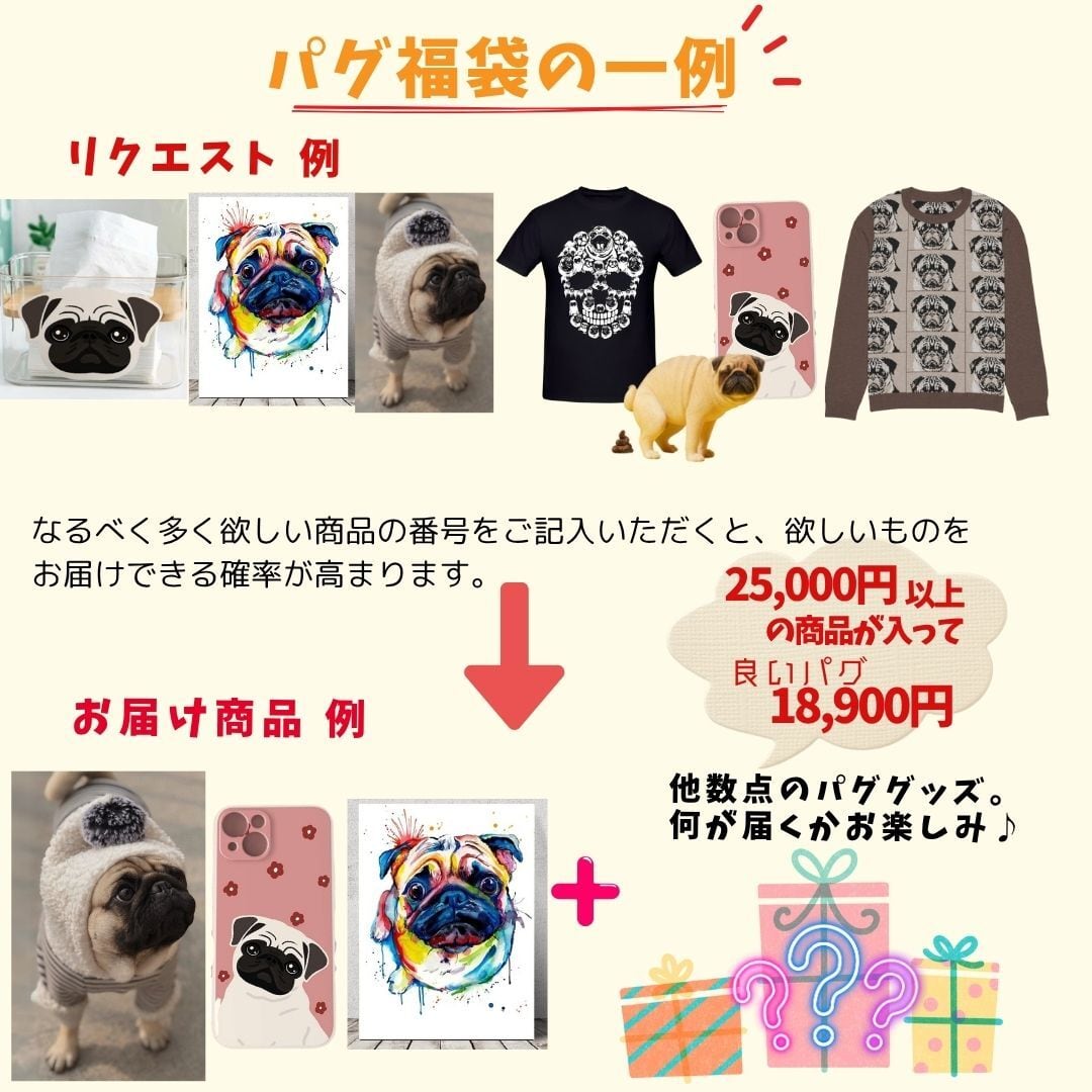 予約販売】パグ愛が爆発！パグさん福袋 2026 その弐 -happybag2 | Pug