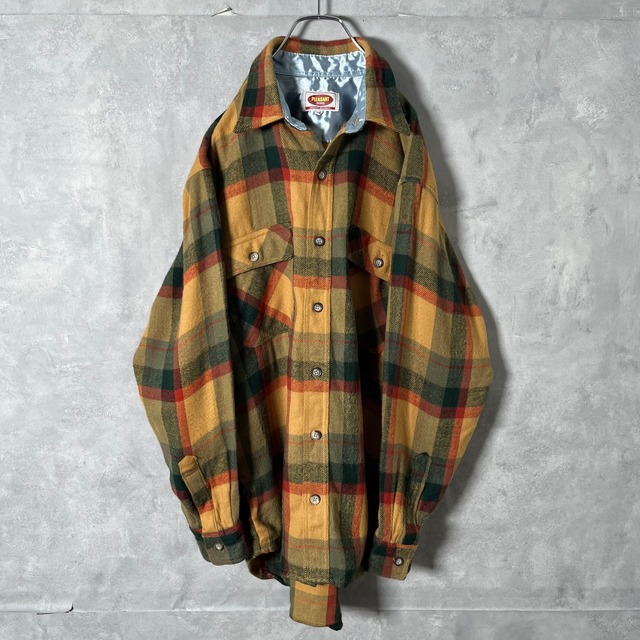 #7097 check pattern flap flannel shirt