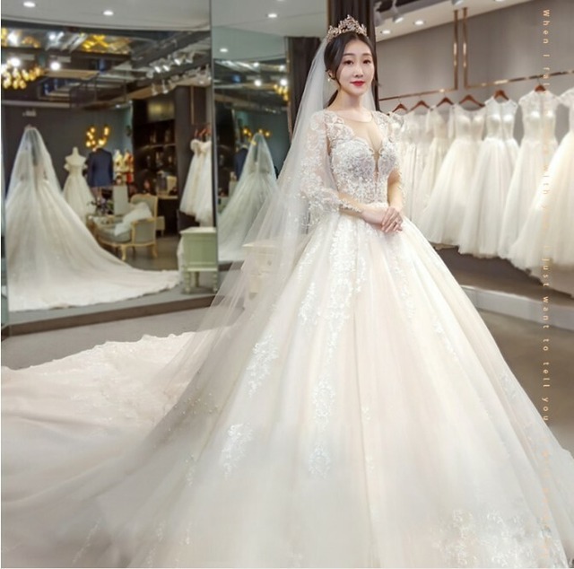 ウエディングドレス マタニティ 妊婦 長袖 ロングトレーン 花嫁 結婚式 タンクトップ Cinderelladress