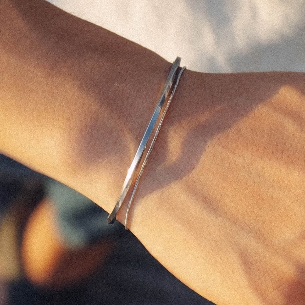 thin snake bracelet (silver) #b26 | garcia