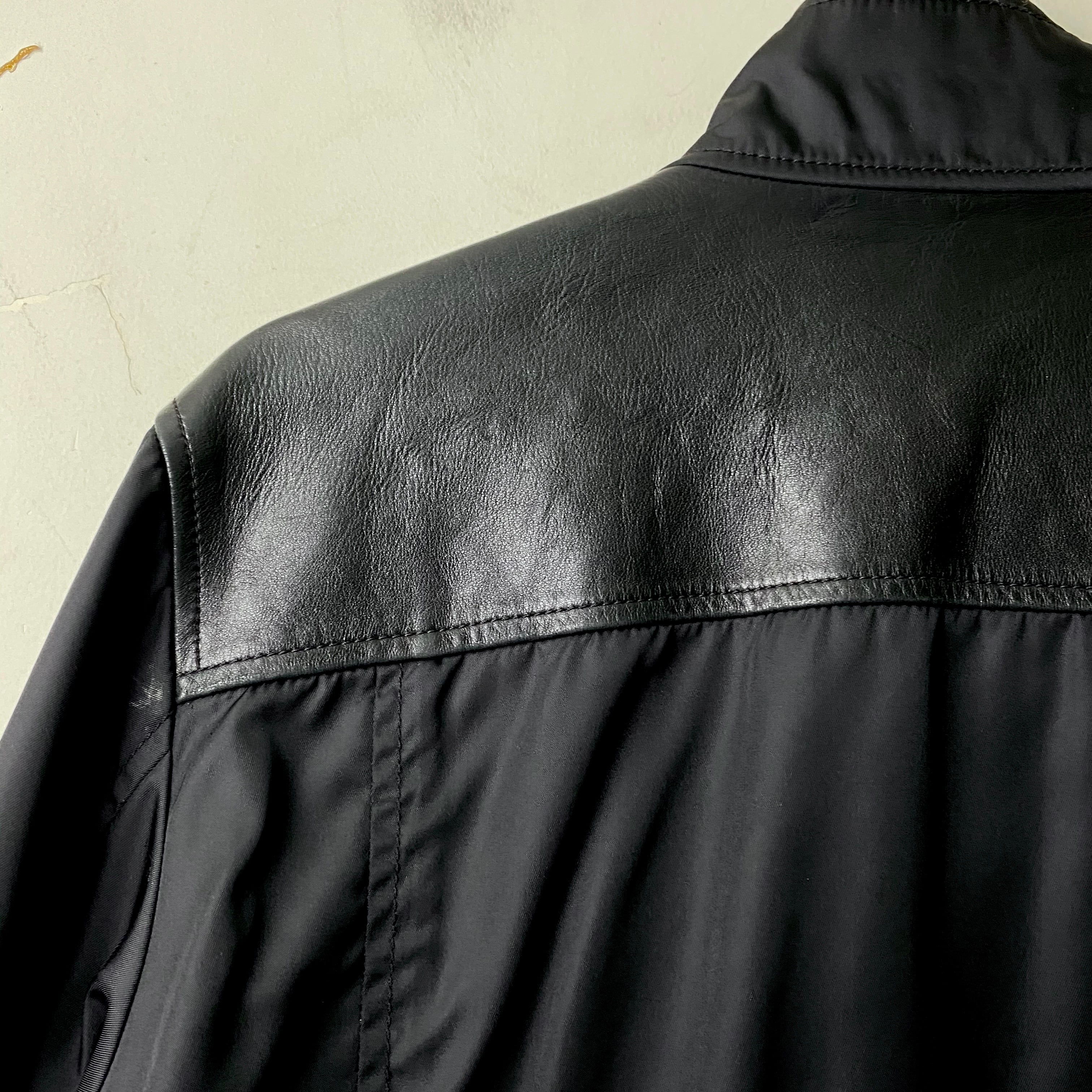 PRADA leather switching nylon riders jacket | NOIR ONLINE PRADA leather switching nylon riders jacket | NOIR ONLINE