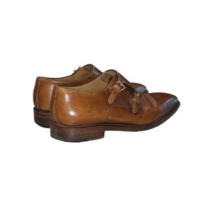 ERMENEGILDO ZEGNA brown leather monk strap shoes
