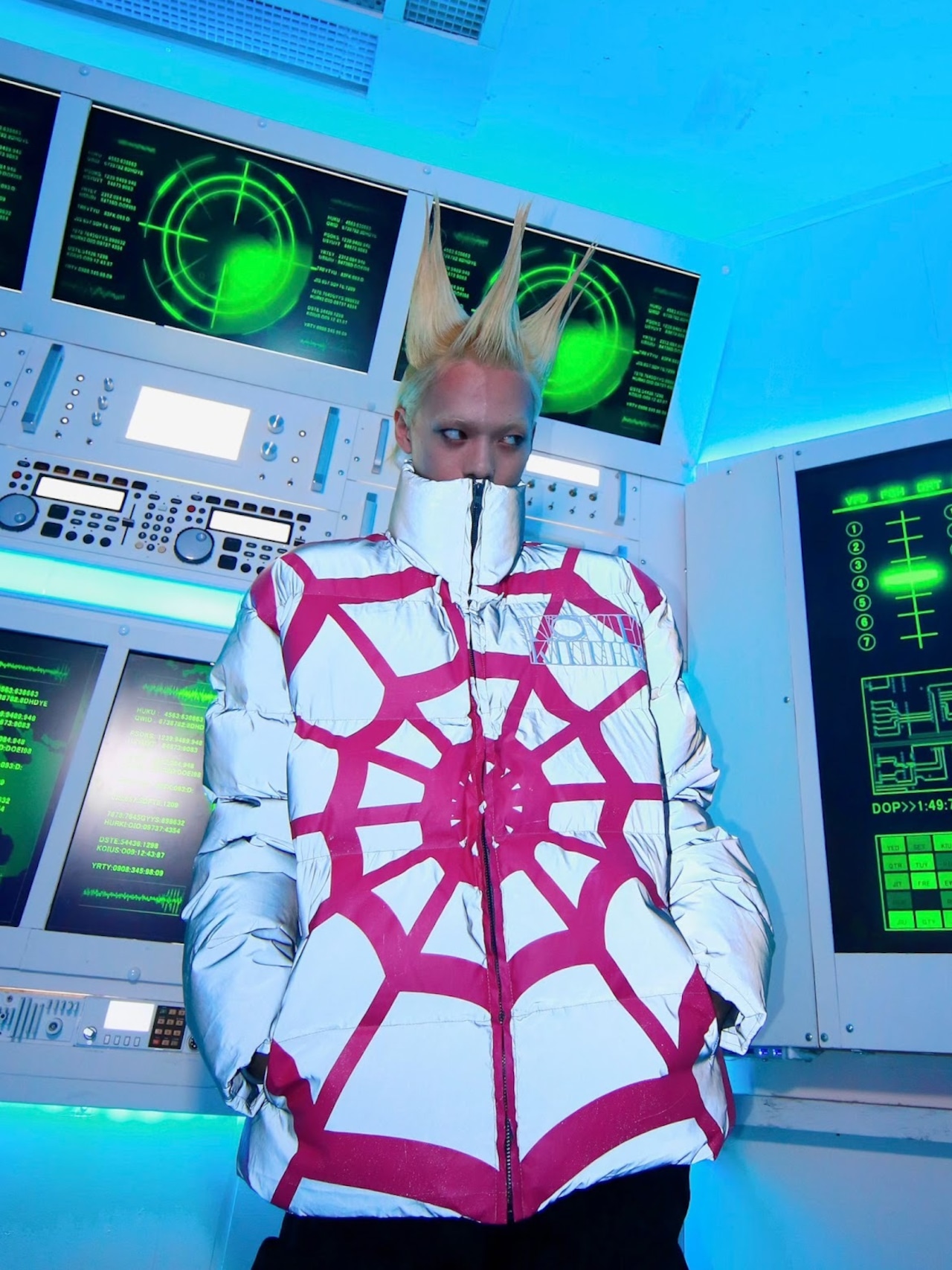 【LOVE KILLER 】Spiderweb reflector oversize down jacket