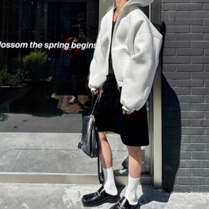 ボリューミードロップショルダーモードパーカー　0855