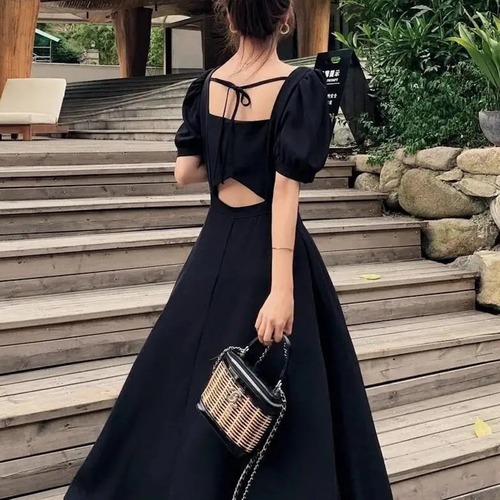 ［S,M,L,XL］ブラックサマードレス