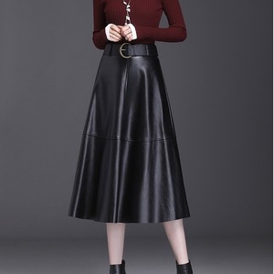 スカート レディース ミモレ丈 送料無料 4色 フレアスカート ティアードスカート 切り替え ベルト付きフェイクレザー PU レザースカート ハイライズ お洒落 かっこいい レトロ メンズライク スポーティー 個性的 モード系 存在感 フリーサイズ 春 夏 秋 冬 オールシーズン シーズンレス 10代 20代 30代 学生 デート お出かけ 休日 着回し 普段使い 重ね着 お揃い 韓国 韓国系 オルチャン ファッション プレゼント ギフト プチプラ 激安 トレンド 流行 インスタ映え 送料無料