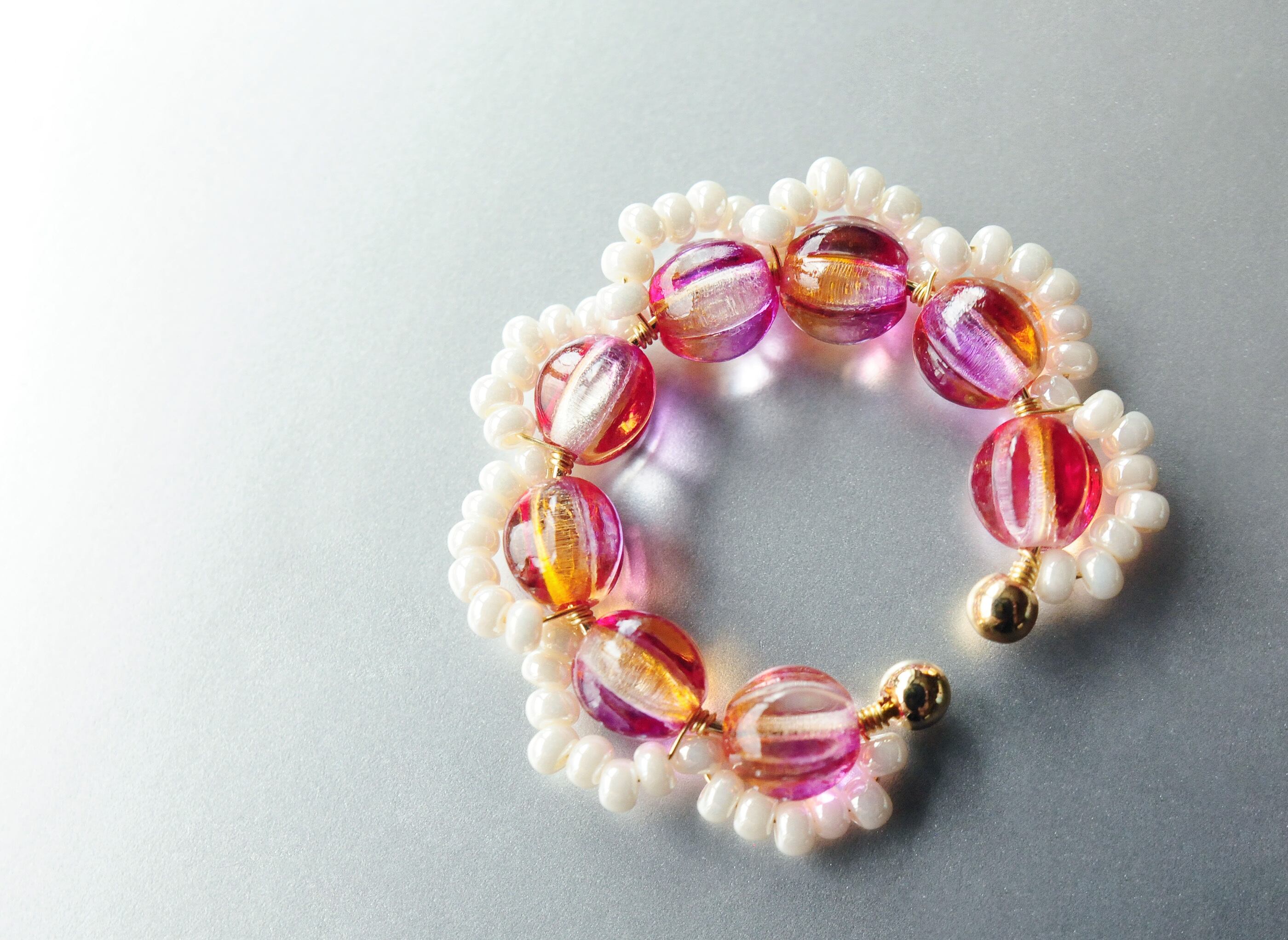 ＜Rollo～イロヅクビジュー～＞イヤーカフ『 Hanabana × Milk 』