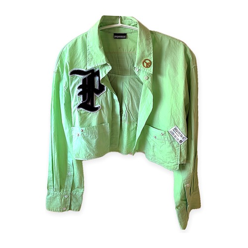 REMAKE CROP SHIRT / GREEN