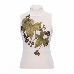 [YOSHUYUKI] Grape Print Mesh Sleeveless Top