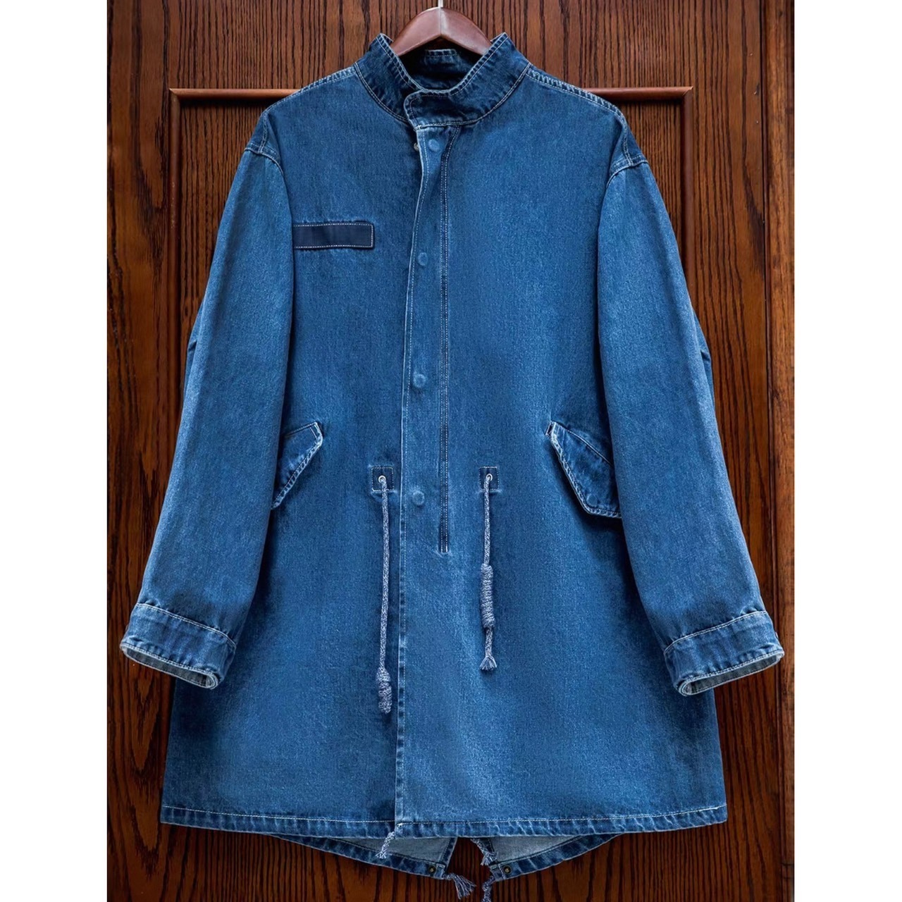 Stand collar zip-up denim jacket 0402 - 9
