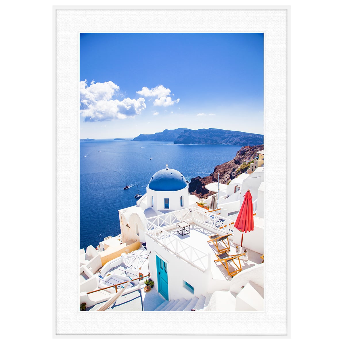 ギリシャ 風景写真 キクラデス諸島サントリーニ島イア インテリアアートポスター額装 AS0253
