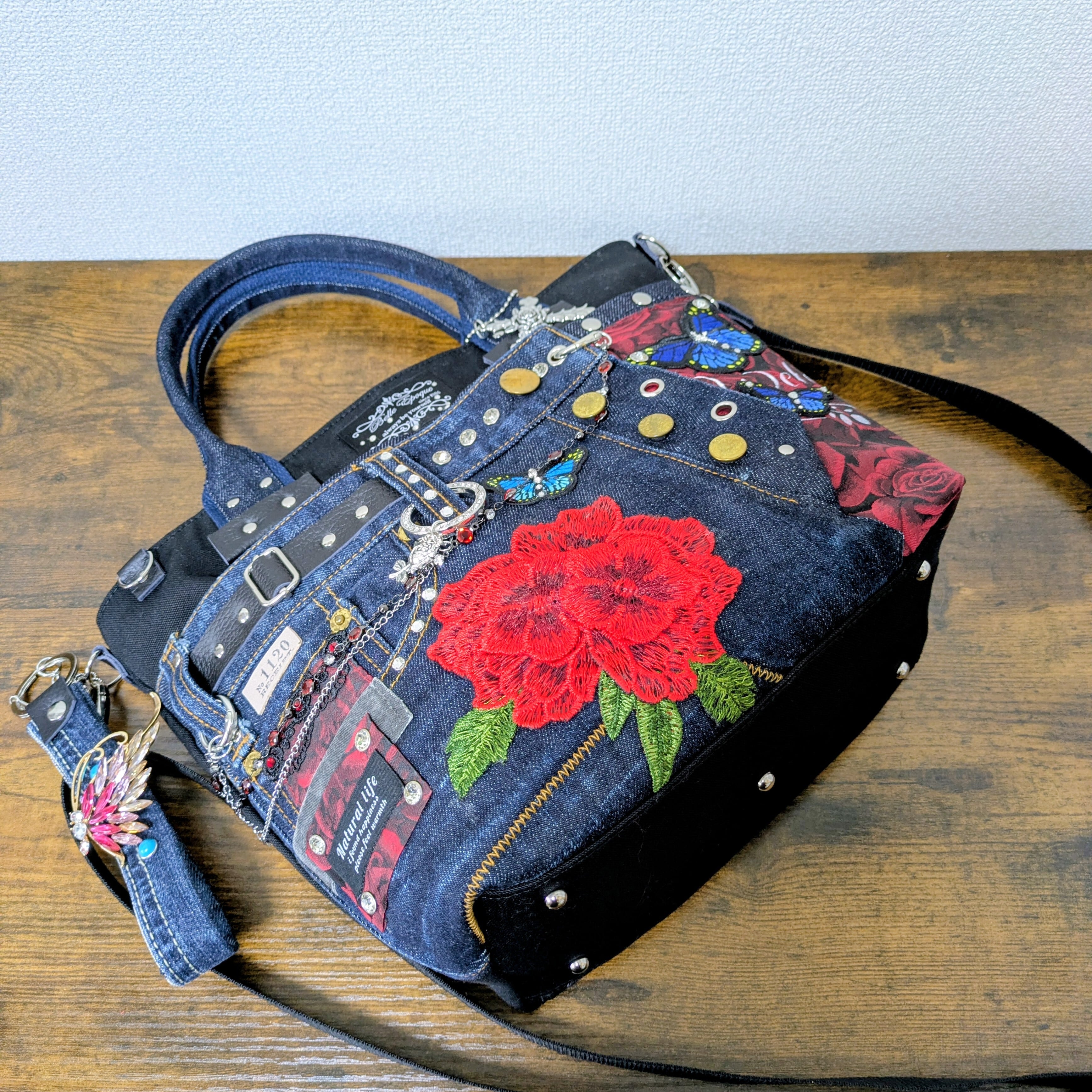 Blue Butterfly】デニムリメイク トートバッグ（専用商品） | pipin