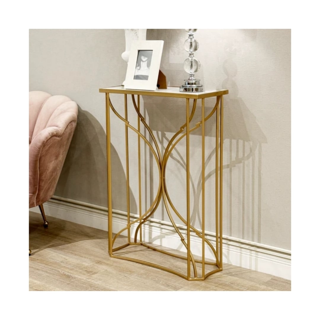 【送料込】クラシカル 大理石コンソールテーブル サイドテーブル 高さ87.5cm 什器 家具