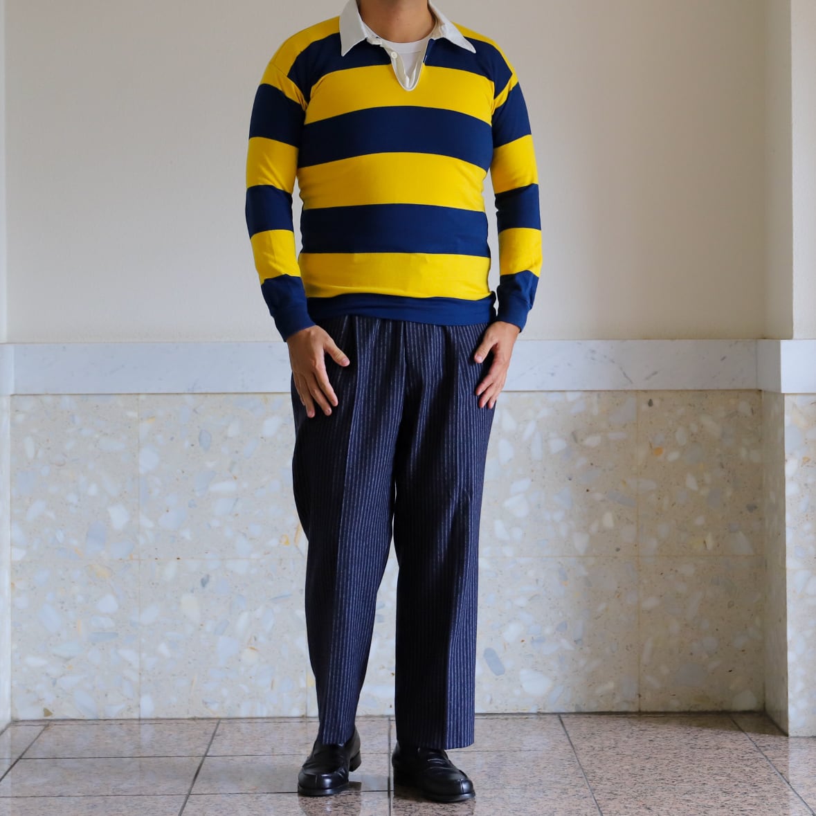 極美品】80s special vintage Collared thick long shirt rugby shirt