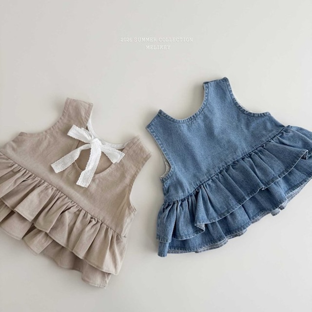 【取寄】melikey|ribbon cancan sleeveless blouse|リボンカンカンノースリーブブラウス|XS-JM|kids&jr|26 summer