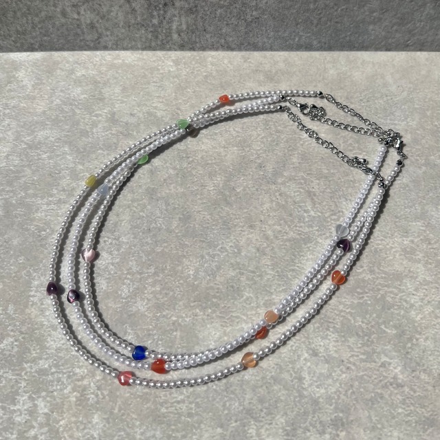 pearl & heart beads necklace