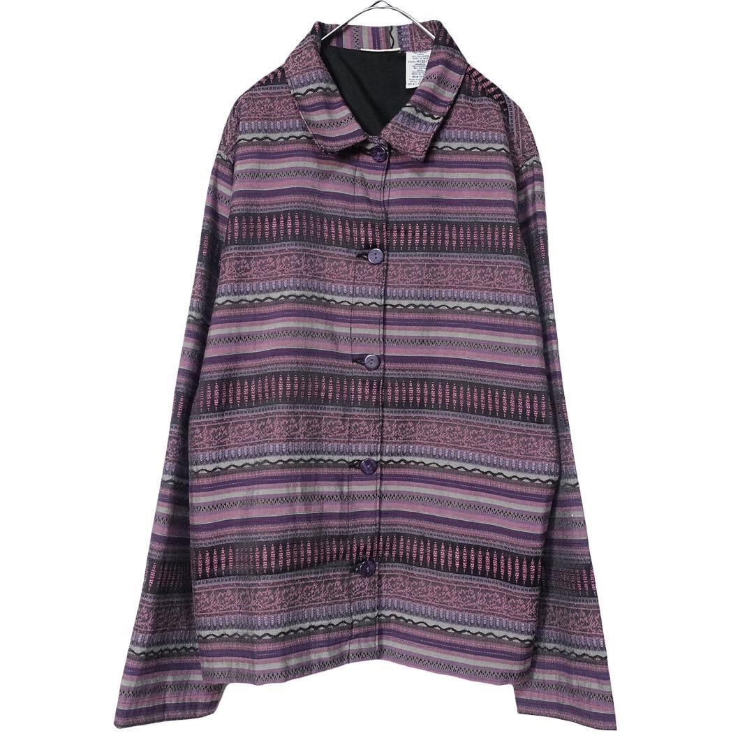 “WHITE STAG” purple full pattern rayon jacket