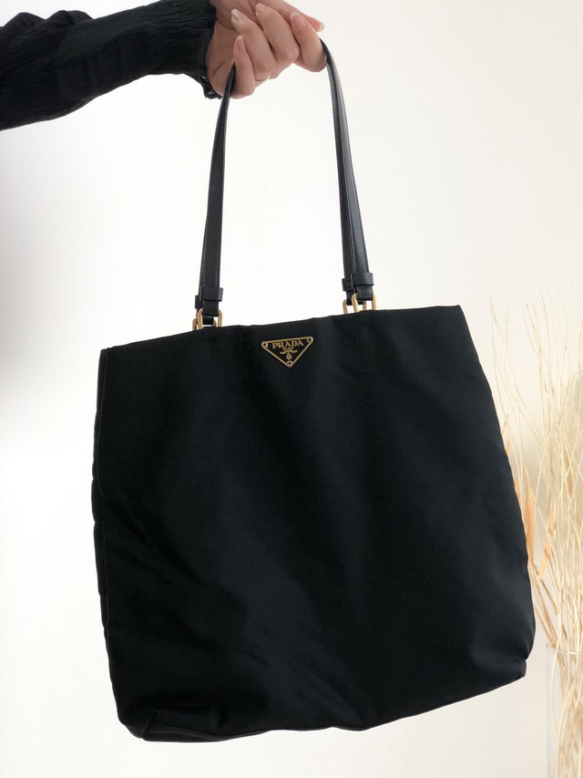 PRADA プラダ ハンドバッグ ブラック トライアングルロゴ ナイロン トートバッグ vintage ヴィンテージ オールド xytghm