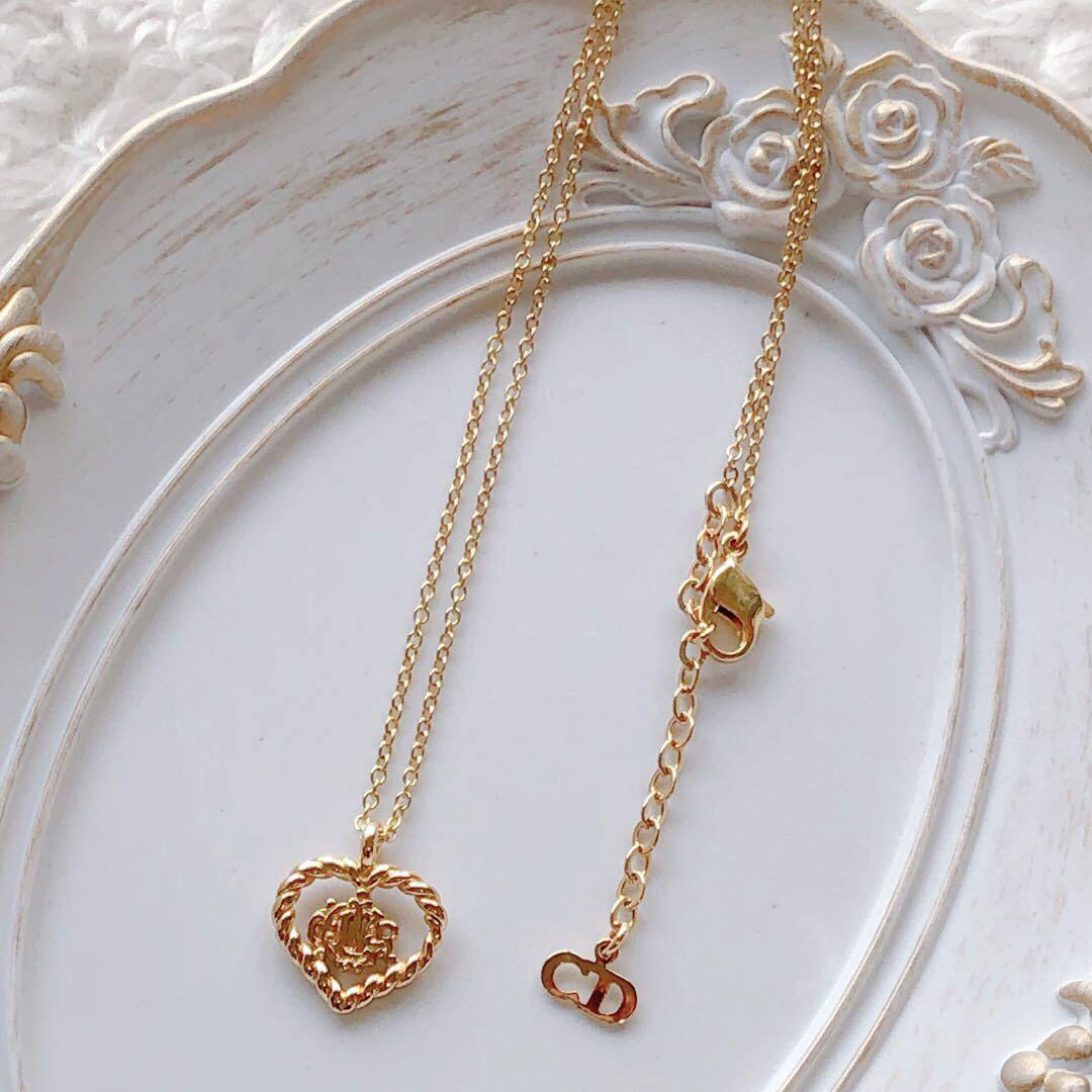 Used】Christian Dior ネックレス ツイスト ハート ロゴ