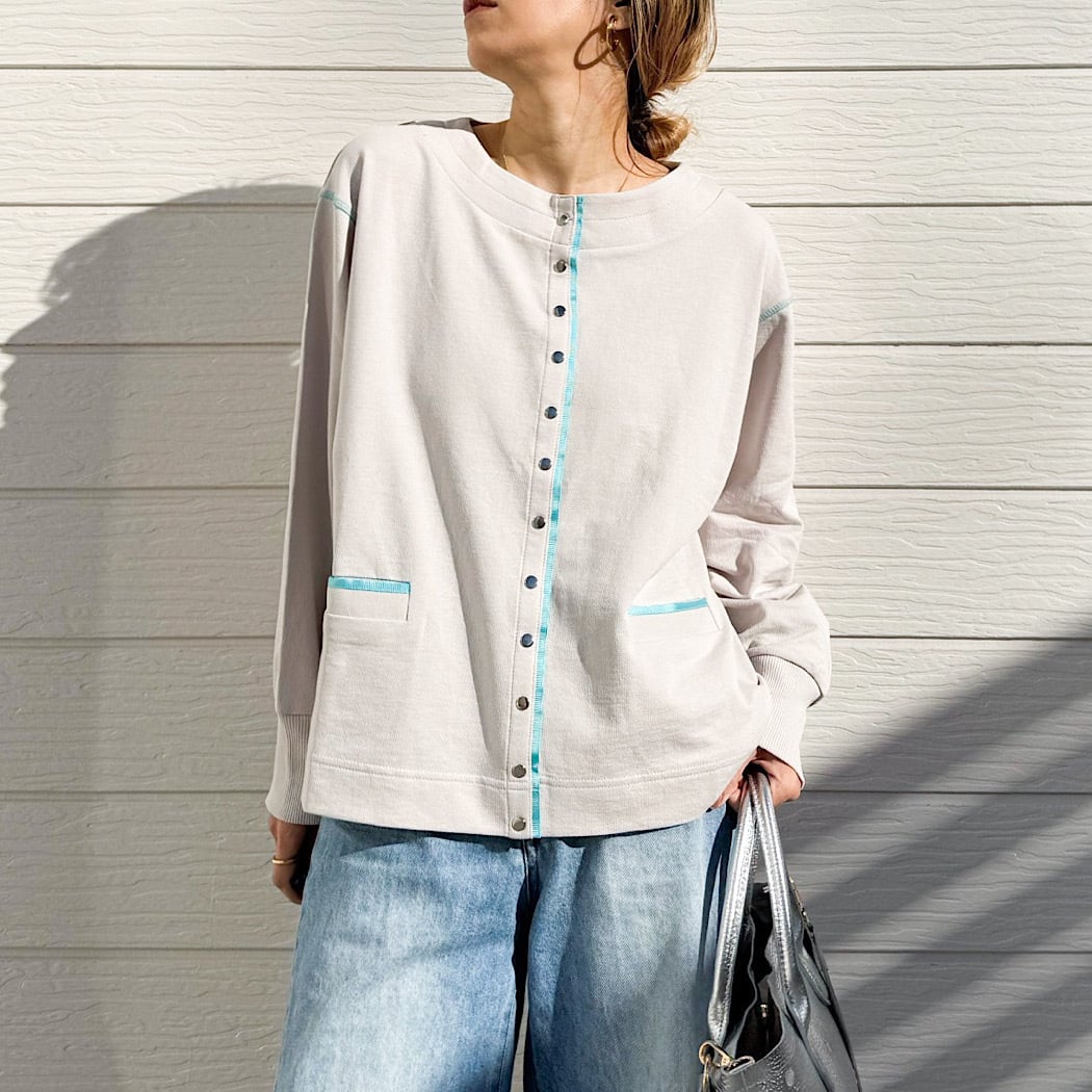 ミニ裏毛ラインボックスカーデ