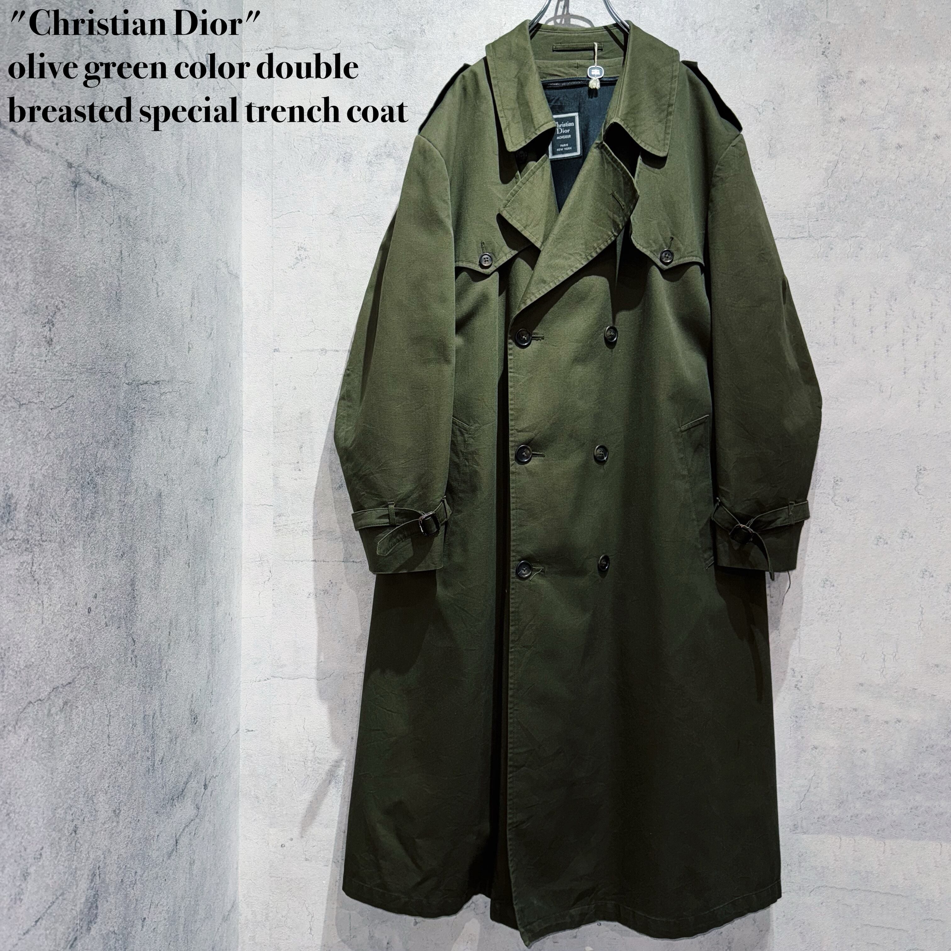 "Christian Dior"olive green color double breasted special trench coat