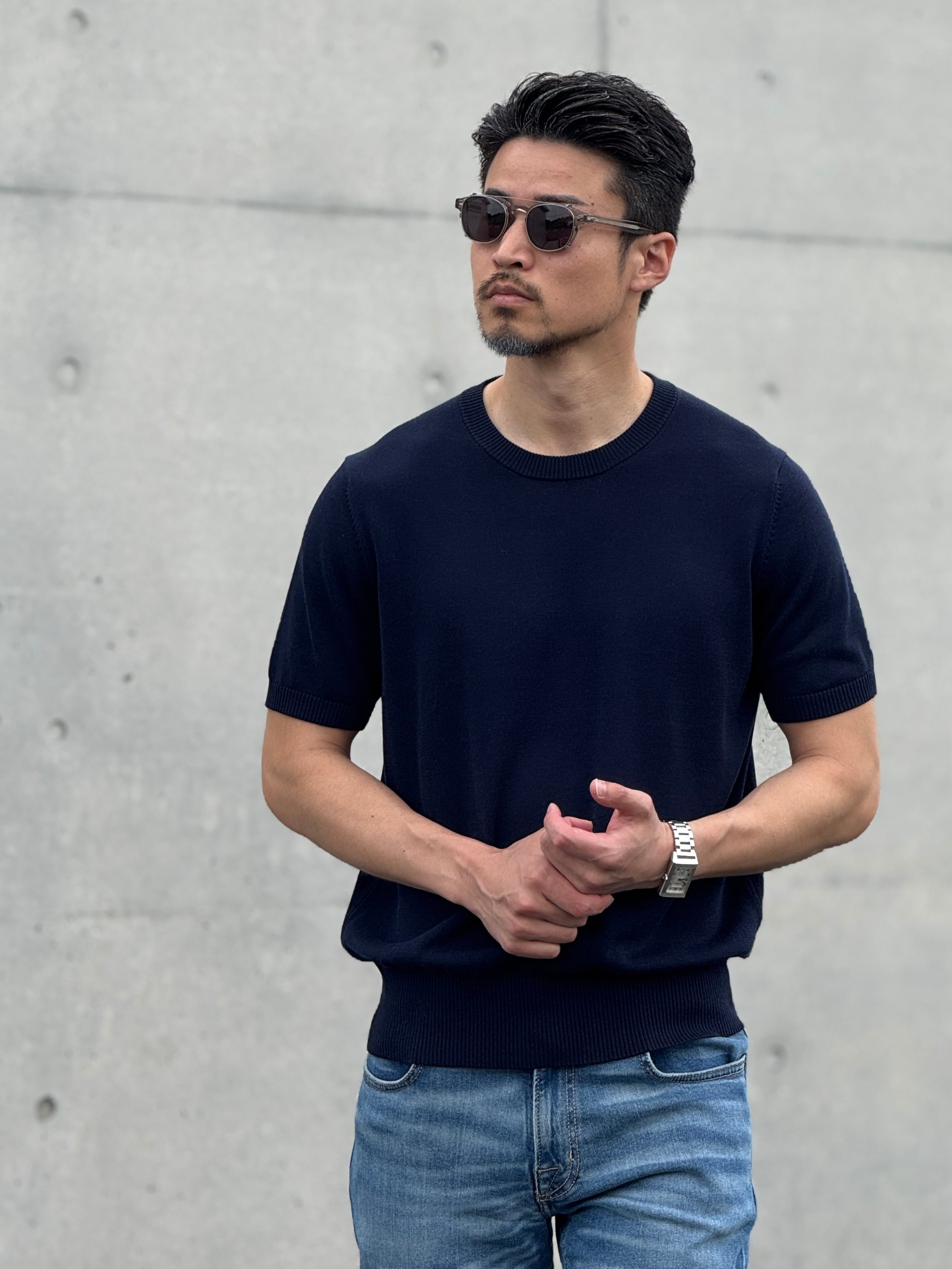 クルーネックニットTシャツ | Wide Range