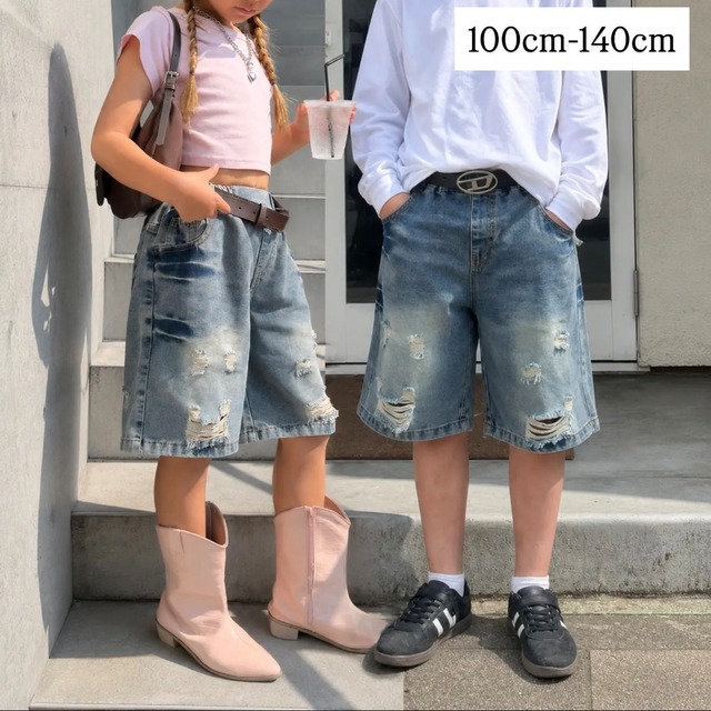 ベルト付ハーフデニムパンツ［HDP-026045］