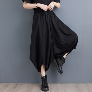 ASYMMETRIC ELASTIC WAIST CROTCH WIDE LEG PANTS M-18835
