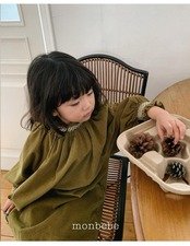 韓国子供服 / 26winter / monbebe / コーデュロイスモックワンピース / キッズ *S~XL*
