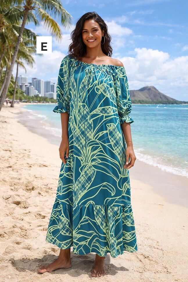 Mālie one piece EE ピーコックグリーン×プリムローズイエロー