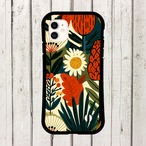 受注生産 iPhoneケース オレンジ花と葉の民芸ガーデン柄｜花モチーフ FMSY087B